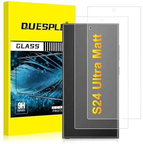 QUESPLE [2 Stück] Matt Panzerglas für Samsung Galaxy S24 Ultra, Anti-Fingerabdruck, Blendschutz Matte Schutzfolie, Anti-Kratzen, Fingerabdruck-ID Unterstützen, Ultra-Klar Displayschutzfolie