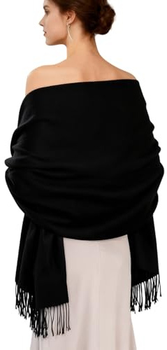 KASLCWA Bufanda de Invierno para Mujer, Pañuelos Chal Bufanda, Negro Pashmina Grande Pañuelo Elegante Suave Foulard Fular Estolas para Mantón, Fiesta de Bodas 190 x 70 CM