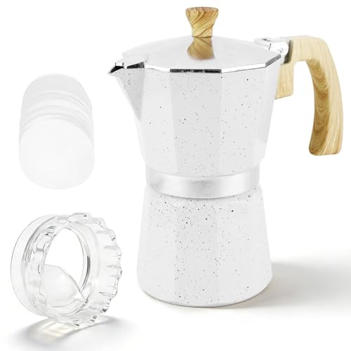 300ML 6 Cup Aluminium Stovetop Moka Pot for Home Office Coffee Making | Built-In Filter Included, Compatible With Gas And Electric Stoves, Lightweight Aluminium Body, Makes Rich Italian Espresso