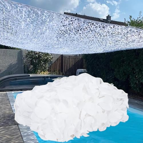Red de Camuflaje 2x7m 210D Oxford con Protección Solar para Interior y Exterior, Cubierta de Privacidad y Decoración de Camuflaje para salón, Ocio, Camping, Caza, Bar(Color:Blanco)