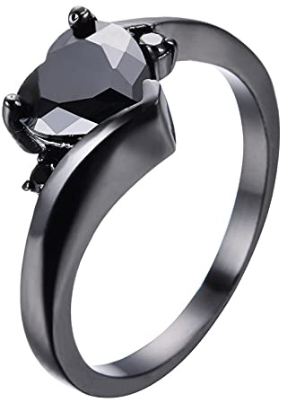 Generisch Offener Ring Formende Herzen Liebe Herzschmuck Liebe Frauen bunte Zirkon-Ringe (Black, 10)