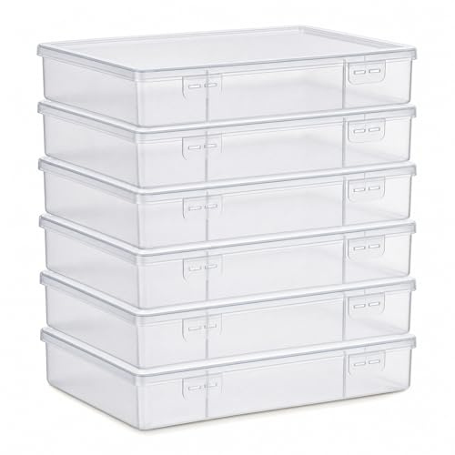 TUNEYA 6-Pack A4 Clear Plastic Storage & Document File Boxes