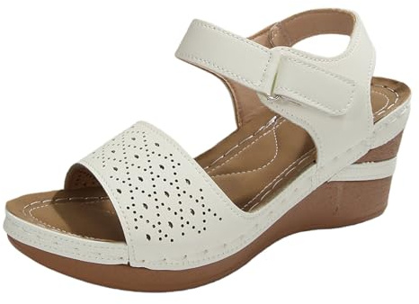 Dam kil sandaler nät öppen tå tjock plattform slingback promenadskor dam bred passform båge stöd halkfria tofflor sommar vardag strand semester uppklädda damer tofflor Storbritannien