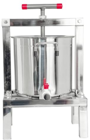 XLWLLNJ Presse à Miel Manuelle Extracteur Miel Appareil Presse Extracteur Manuel Machine Pressage Inox avec Poignée en T pour Pression Régulière et Vidange, Roulement Entièrement Fermé Avec Valve