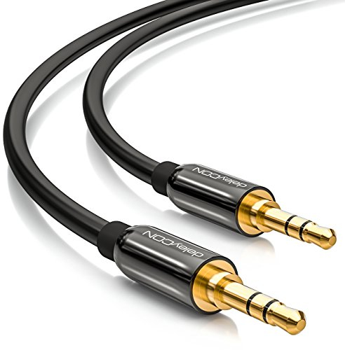 deleyCON 15m Klinkenkabel 3,5mm AUX Kabel Stereo Audio Kabel Klinkenstecker gerade für PC Laptop Handy Smartphone Tablet KFZ HiFi-Receiver - Schwarz