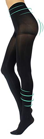 Medias tupidas de descanso y reductoras, Panty compresión media | 100 den | negro | S, M, L, XL | calcetería italiana (Negro, S)