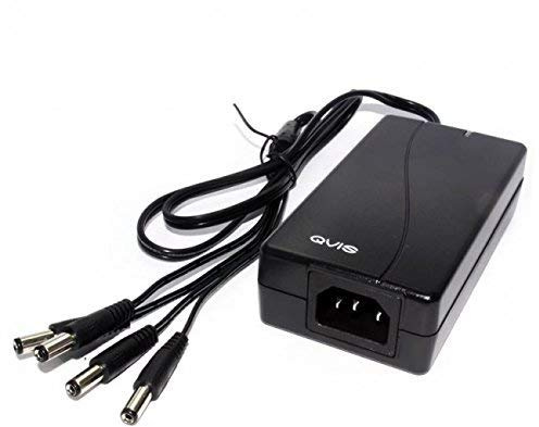 Qvis 12V 5A 4-Way CCTV Camera Power Supply with UK 3-Pin Power Lead PSU Jacks Regulated