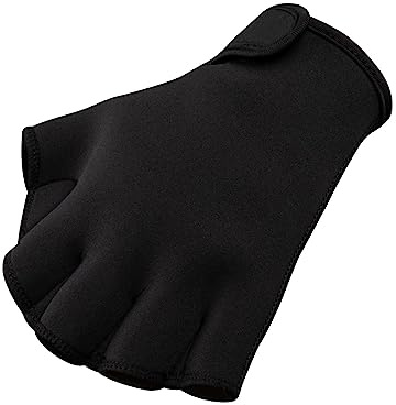FitsT4 Sports Aqua Gloves Webbed Paddle Swim Gloves Fitness Water Aerobics and Swimming Resistance Training Gloves for Men Women Children Black L