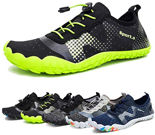 WateLves Water Shoes for Men Women Barefoot Quick-Dry Aqua Sock Outdoor Athletic Sport Shoes Kayaking Boating Hiking Surfing Walking (A-Black/Green, 45)