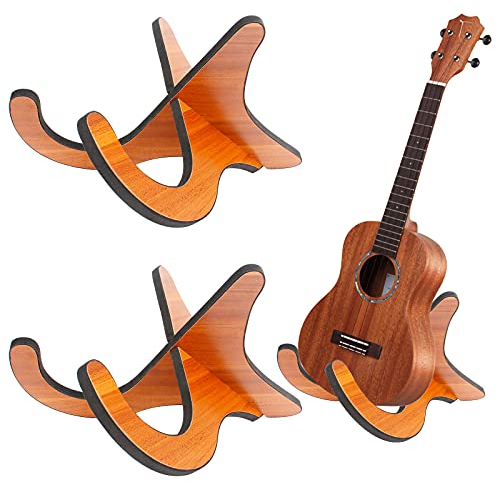 Ledoo 2Pcs Tragbare Ukulele Halter Holz Ukulele Ständer Anti-Rutsch X-Rahmen Ukulele Halter Holzklapp Gitarrenständer für Mandoline Violine und kleinere Gerätschaften