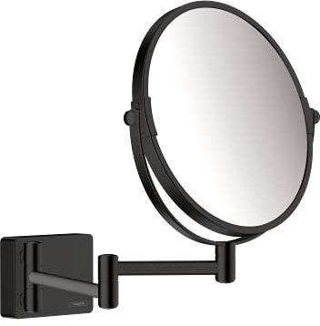 hansgrohe Kosmetikspiegel AddStoris, Rasierspiegel schwenkbar, Makeup Spiegel, Mattschwarz