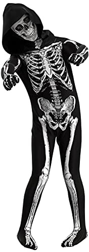 Cupohus [2023 SIZE UPDATE Halloween Costume, Skeleton Costume Bodysuit Jumpsuit - Scary Black and White Costume, Unisex, Creepy