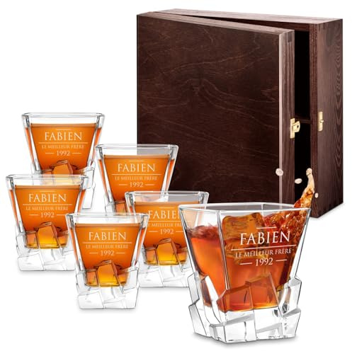 Maverton Ensemble de 6 Verres à whisky pour homme, Avec motif décoratif | Verres gravés, Verrerie élégante pour lui, Verre à whisky au design unique avec personnalisation, Frère