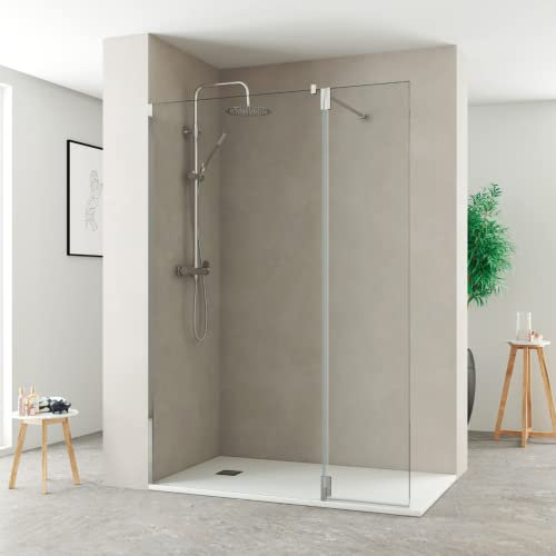 Puerta de Ducha Abatible de 35cm para Completar Fijo de Ducha | Panel de Ducha Abatible de Protección Pivotante de 35cm para hacer más Grande un Fijo de Ducha Ya Instalado | Cromo Brillo