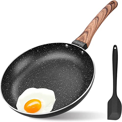 BIWHALE Antihaft-Bratpfanne 28 cm mit hitzebeständigem weichem Bakelit-Griff, Granit-Induktionsbratpfanne für Induktions-, Elektro- und Gasherde, Omelettpfanne weniger Öldämpfe (schwarz)