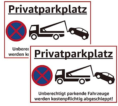 JOYCEMALL Privatparkplatz Schild, 2er Set Parken Verboten Warnschilder Hinweisschild Klares Zeichen für Privatgrundstück Parkverbot aus PVC Hartschaumplatte mit Aufkleber 30x20cm