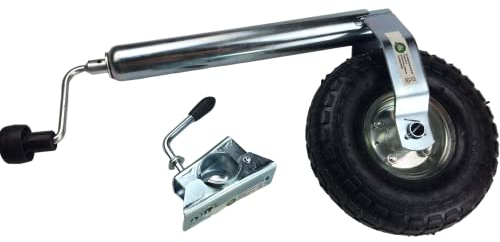 HST Anhänger Stützrad luftbereift mit Klemmschelle 48 mm Ø bis 150 kg I Stützlast für alle PKW Anhänger & Wohnwagen I Bugrad für Autoanhänger I Wohnwagen Zubehör