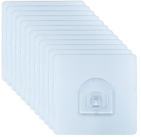 WYAN 12 Pièces Crochets auto-adhésifs transparents,pour Famille Cuisine | PVC, imperméable, ne nécessite pas de perçage, 7 × 7 cm, capacité de charge : 5 kg, convient aux surfaces lisses