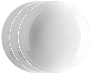 Thomas Loft by Rosenthal Weiß 3er Set Suppenteller 24 cm zeitlos moderne Coup Teller aus Porzellan in Rillenrelief Optik perfekt kombinierbar Spülmaschinenfest und Mikrowellengeeignet