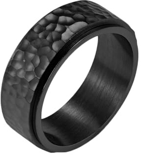 KnBoB 8MM Titan Herren Ring Schwarz Spinner Ring Breit Schmuck Größe 60 (19.1)