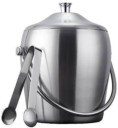 Ice Container Ice Bucket with Lid and Tongs Double Wall Insulated Stainless Steel Ice Bucket Ideal for Cocktail Bar, Parties, Chilling Wine, Champagne Ice Buckets for Parties (Color : 1.2L)