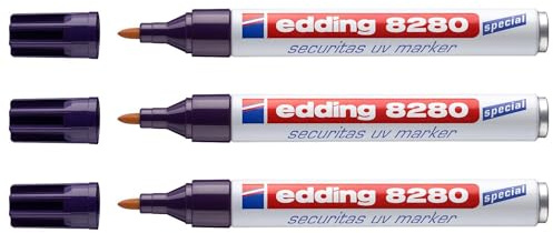 EDDING 3 x Securitas UV Marker 8280 Farblos (lichtecht) 1,5-3 mm