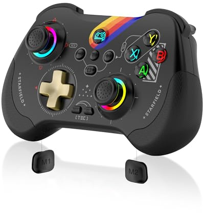 Joso Mobile Gaming Controller for iPad/iPhone/Tablet, Cloud Controller Remote Joystick for iOS/Android, Wireless Switch Controller with Macro Buttons/Hall-Rocker/Hall-Trigger - Starry Star Black