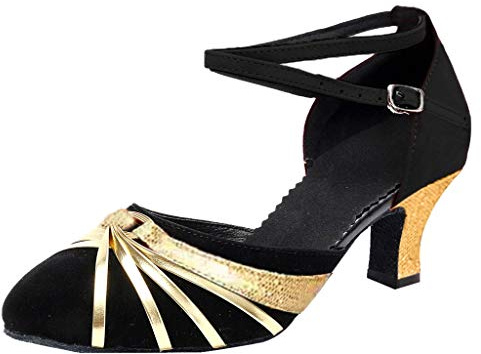 Chaussure Danse Femme Petit Talon Salsa Bachata Paillettes Bout Fermé Chaussures Danse Tango de Salon Chaussures de Danse Latine Femme Chaussures Moderne Jazz Femme