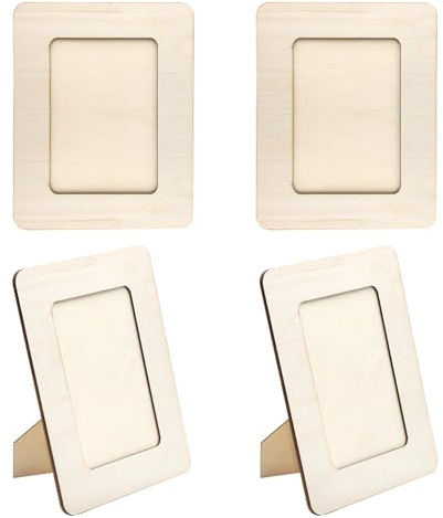 DAWRIS DIY Wooden Photo Picture Frames, 8x6 inch 4 Pack Kid Picture Frame Craft Photo Frame to Decorate, Paint Your Own Sets Picture Frame for Gift