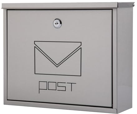YCWJPPL Abschließbarer Briefkasten zur Wandmontage, Rostfreier Postkasten aus Metall, Moderne Briefkästen, Brifkasten Großem für Den Außenbereich 31 x 9 x 25 cm