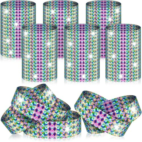 500 Pcs Neon Wrist Bands, Colourful Plastic Wristbands | Holographic Party Paper Wristbands for Water Parks Concerts Festivals Conferences Security Admission Events