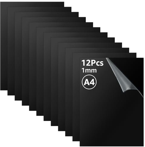 Oungy 12 lastre in vetro acrilico nero su misura A4, 1 mm, tagliabili a laser, piastra in acrilico, 21 x 30 cm, colore nero, per foto e progetti