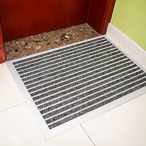 Große schwarze Aluminium-Fußmatte für den Außenbereich, 120 x 80 cm breit, Eingangsmatte für Haustür, Eingangsbereich, Teppich mit Schuhschaber, erhältlich in 40/60/80 cm Breiten