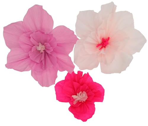 Folat 24316 Rosa Papier Party Dekorationen Tischdekoration - Blumen Set - Perfect Pink - 3 Stück - Hochzeits Party Dekorationen für Festival, Karneval, Geburtstag deko, Baby Shower Mädchen