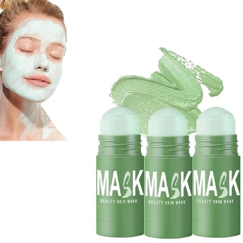 Juxek Grüner Tee Maske, Grüner Tee Tiefenreinigungsmaske, Grüner Tee Maskenstift, Mitesserentferner Mit Grünem Tee Extrakt Für Alle Hauttypen (3pcs)