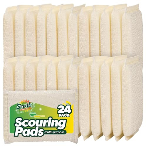 24 Pack Scrub Sponges Kitchen by SCRUBIT, Multi-Purpose Scouring Pads, Non-Scratch Cleaning Sponges for Dishes, Pots & Non-Stick Cookware - Long Lasting Dish Scrubbers for Kitchen, Bathroom & More