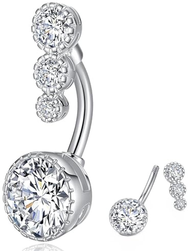 Popuhoops G23 Titan Bauchknopf Ring Klar CZ Bauchringe Nabel Ringe Nabel Piercing Schmuck Bauch Piercing Ring Körperschmuck 14G 14mm 12mm 10mm 8mm