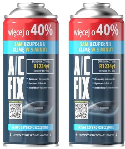 A/C FIX Recharge clim R1234yf - 2x235 g - Climatisation - Climatiseur Voiture - Recharge climatisation Voiture - Gaz R1234yf - Cartouche gaz - ECO - Recharge pour climatisation