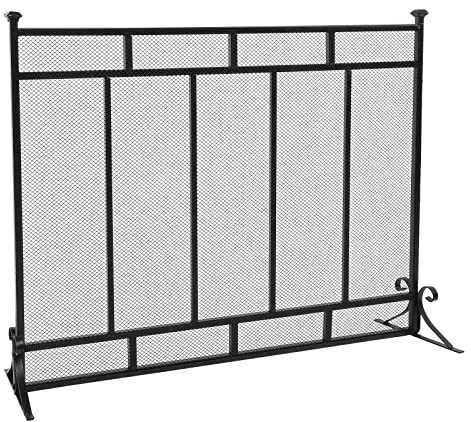 Schermo di protezione antincendio Schermi per caminetti Schermo per caminetti decorativo in rete di ferro con griglia verticale a pannello singolo popolare Schermo per caminetti nero Abete piatto
