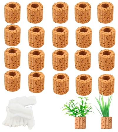 FLZOOY 20pcs Aquatic Plant Fixed Rings Aquarium Plant Holder Weights | Planter Fixing Bracket with Aquarium Sponge for Fish Tank Landscape Decoration