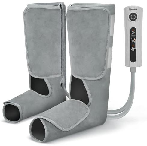 COMFIER Massaggiatore per Gambe con Funzione di Compressione e Calore, Massaggiatore per Piedi e Polpacci con 3 Livelli di Intensità e Stivali Massaggianti Regolabili, Regalo Donna Uomo