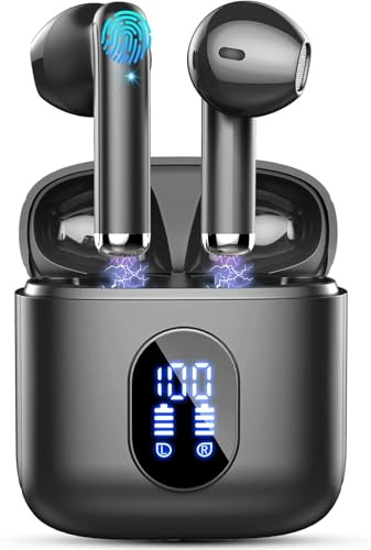 Ecouteurs Bluetooth sans Fil, Écouteurs Bluetooth 5.4 avec HiFi Stéréo Basses Casque, 30H Récréation, 4 ENC Réduction de Bruit Mic, Oreillette Bluetooth Sport IP7 Étanche, Écran LED, pour iOS Android