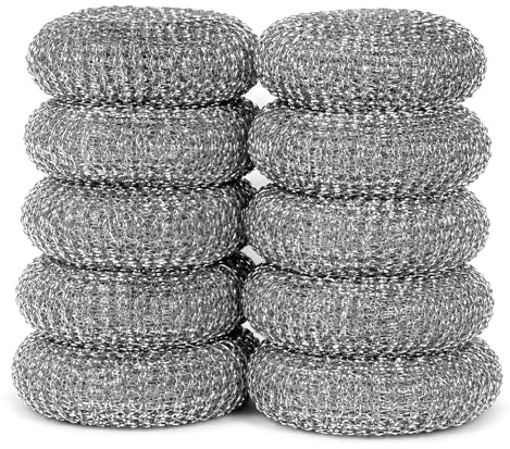 RightBuy - Stainless Steel Scourers - 40G, 10 Pack - Heavy-Duty Cleaning for Pots, Pans, Grills- Stainless Steel Cleaner
