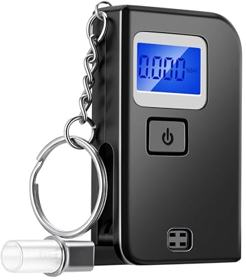 Breathalyzer, Keychain Breathalyzers for Alcohol, 2026 Upgraded Personal Alcohol Tester with LCD Digital Display, Portable Breathalyzer for Home and Party Use (Includes 5 Mouthpieces)