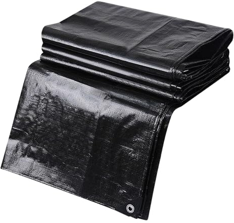 Zlhloj Telo Impermeabile Esterno, 2.5x2.5m 200g/m² PE Telone Occhiellato Impermeabile Rinforzato, Telo Protettivo Multiuso per Barche, Legno, Piscina, Mobili da giardino, Auto nero