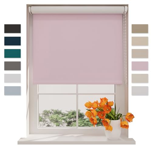 DTCH® Tenda a rullo oscurate senza fori 140 x 190 cm (LxA) Rosa - 190 x 190 cm (LxH), Misure da 40 a 240 cm di larghezza, tende a rullo per finestre senza forare, Tenda oscurante
