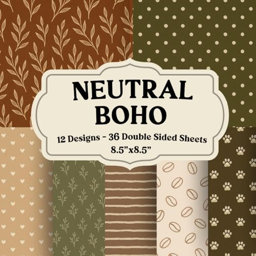 Neutral Boho Scrapbook Paper Pad: Warm Earth Tones · Minimal Patterns · 36 Double-Sided Sheets · Aesthetic Craft Paper for Journaling, Collage, Card Making & DIY Projects
