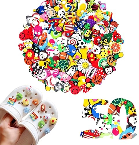 MNYXIS 50 Piezas de Pins para Crocs, Charms de Dibujos Animados, Adornos para Zuecos y Sandalias, Accesorios de Zapatos para Niños y Adultos, Decoración DIY Aleatoria