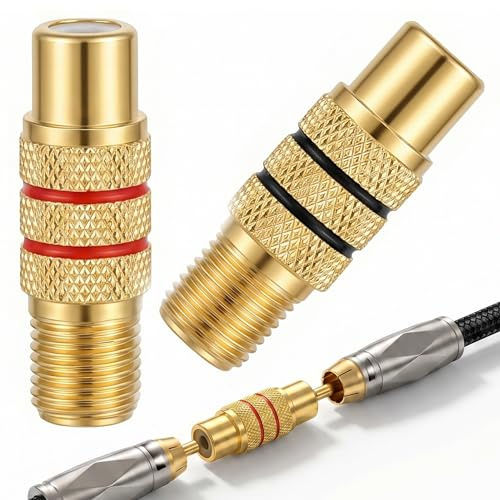 ZIOYANE Lot de 2 coupleurs RCA femelle vers femelle, adaptateur d'extension audio vidéo AV pour haut-parleur, amplificateur et lecteur DVD