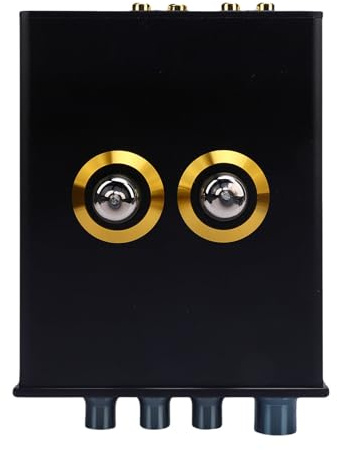 Chrees Amplificatore Valvolare Amplificatore Valvolare Preamplificatore HiFi con Regolazione dei Bassi e degli Acuti per il Audio Stereo Domestico (Spina europea)